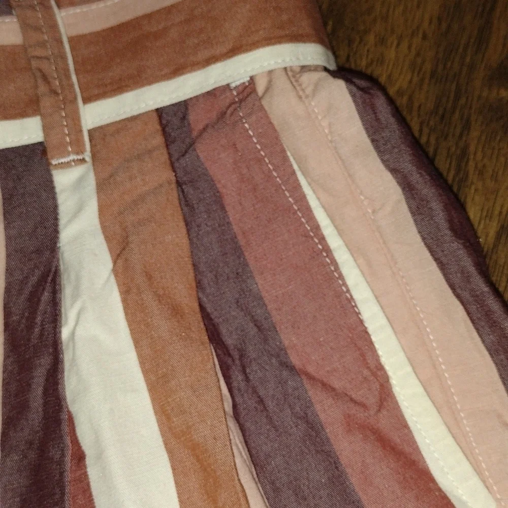 MADEWELL PAPER BAG High Rise RAINBOW STRIPE Brown Tan CREME 6 - Picture 6 of 9